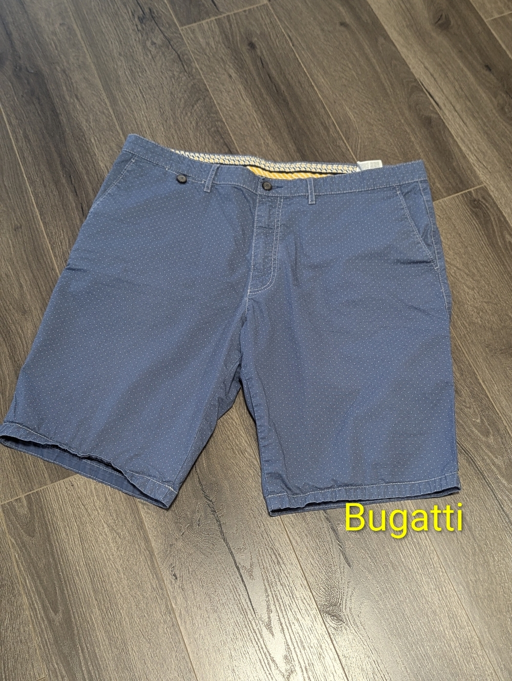 Bugatti. Men's Blue Polka dot  Walking  Stretch Shorts. Cotton Elastine. Luxury.